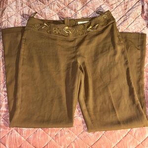 Brown Embroidered Pants